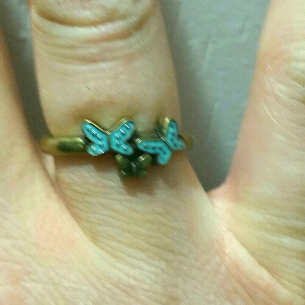 Turquiose & gold butterfly rings